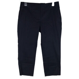 NWT Ann Taylor Signature Fit Crop Dress Pants Straight Navy Blue Capri Petite 6